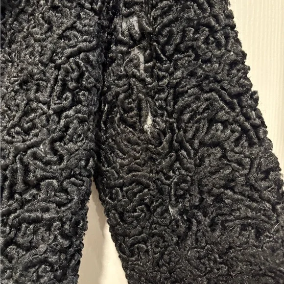 Vintage Black Persian Lamb Fur Coat with Brown Mink Collar – Personalized Lining - Picture 4 of 4